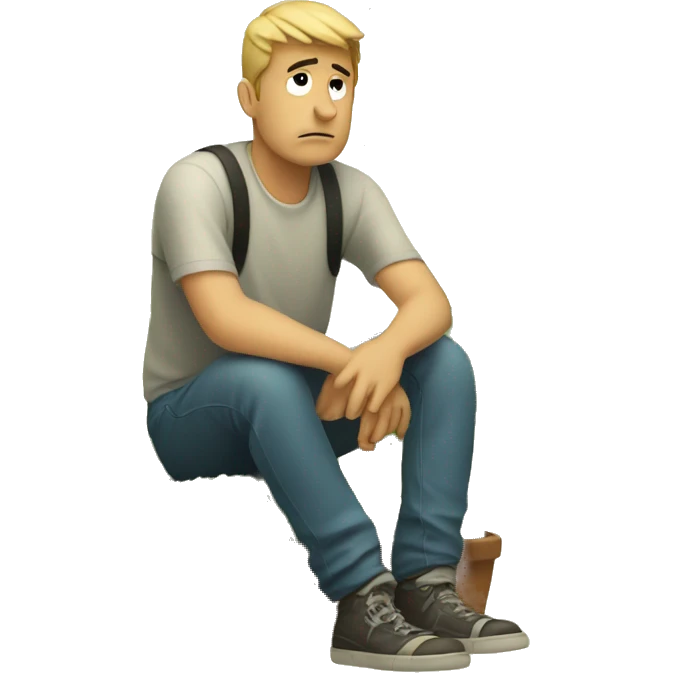 sad man sitting on little cactus emoji