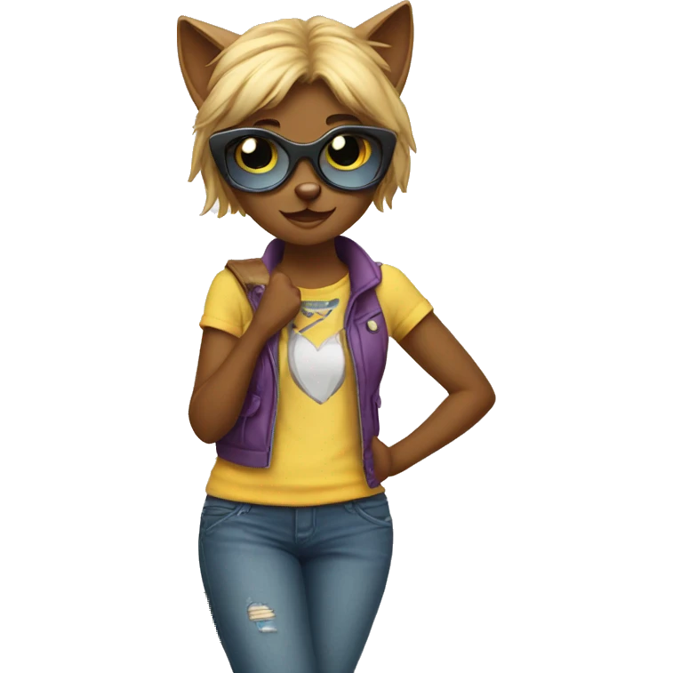 super cool girl cat emoji