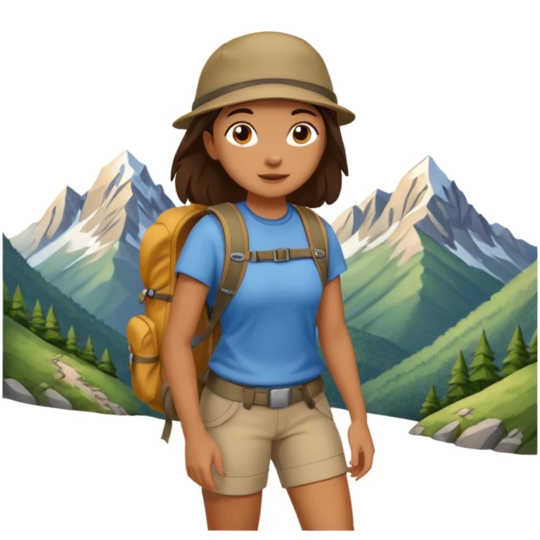 girl back packing mountains background  emoji