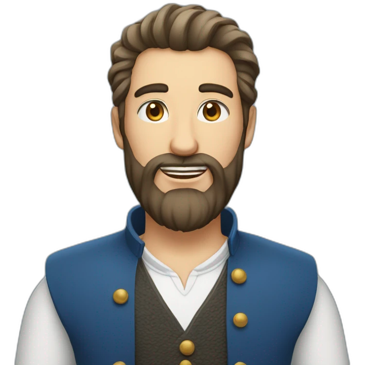 Homme cheveux châtain yeux bleu barbe emoji