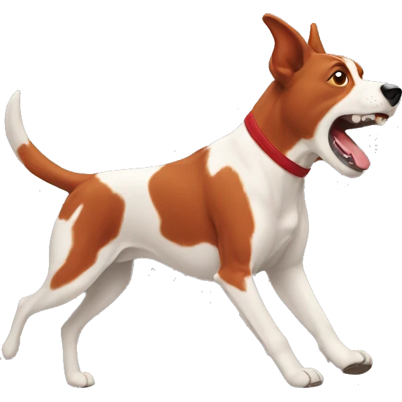 solid red dog with pointed ears running emoji