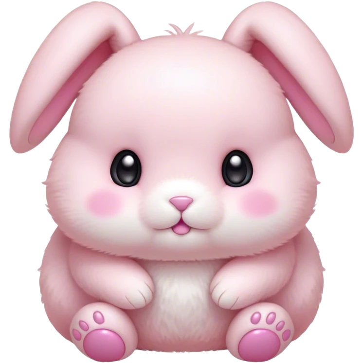 Cinematic adorable pastel pink bunny, chubby cheeks, tiny paws, sparkling round eyes, soft fur with a gentle glow, slightly tilted head, wearing a tiny bow, irresistibly cute and heartwarming. emoji