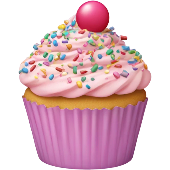 pastel pink cupcake, with colorful sprinkles on it emoji