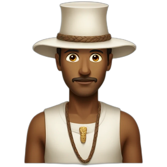 God ussop; brown man; long nose; long white hat emoji