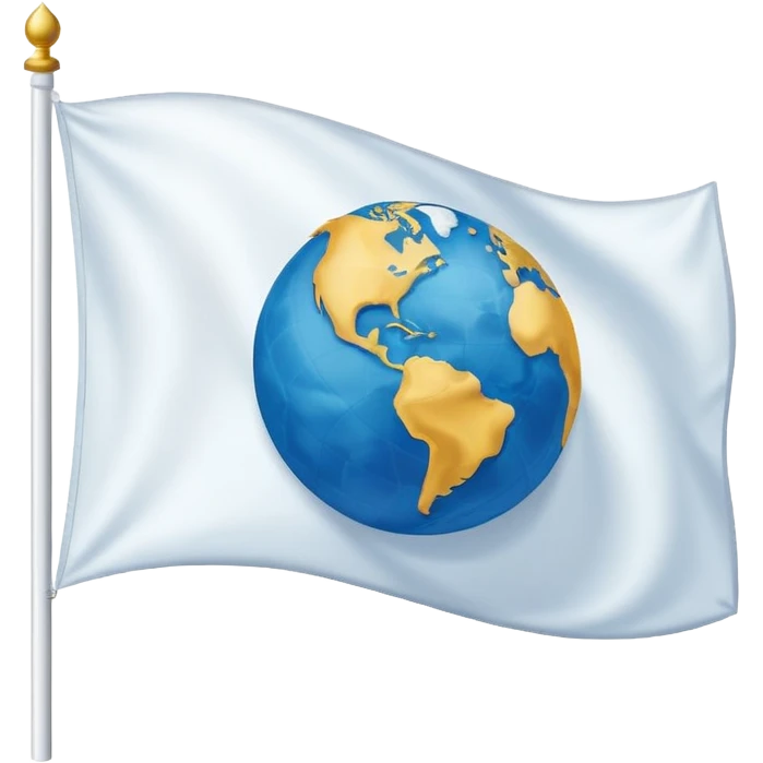 white flag with a globe in the center emoji