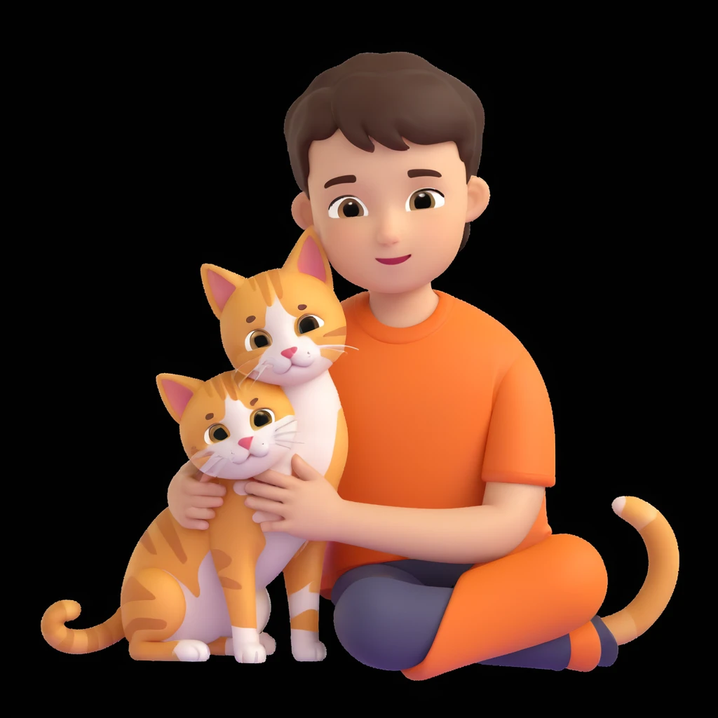 boy and cat pet emoji