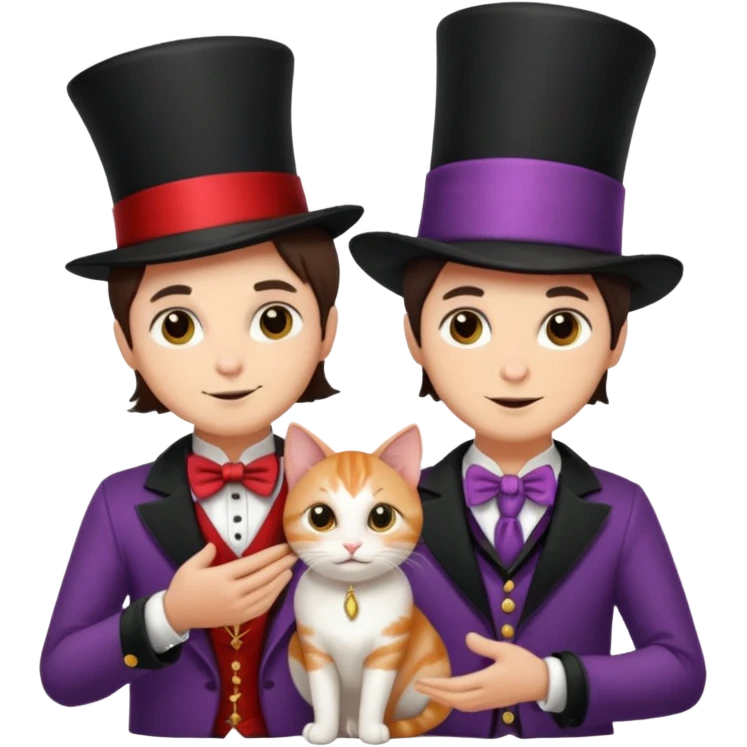 magician couple and their pet cat emoji