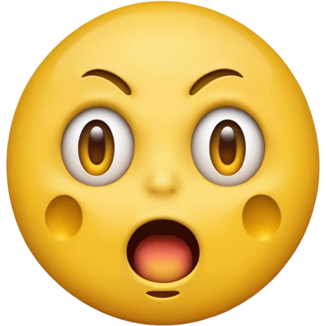 traumatized round yellow emoji face, exaggerated panic, open mouth, cartoonish, no human skin emoji