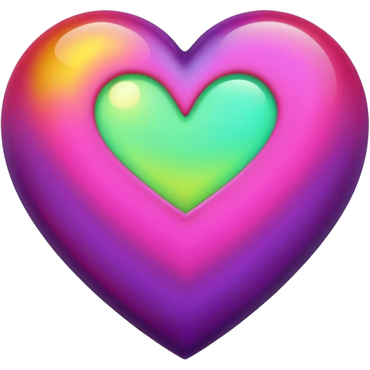 heart with layers of purple, hot pink, amber, light green, and dark purple emoji