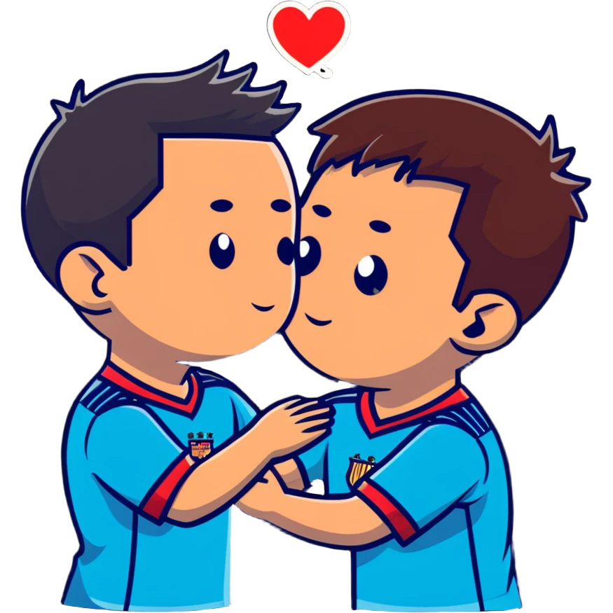 Ronaldo and Messi kissing emoji