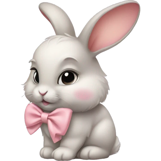 Baby bunny with coquette bow on ear emoji
