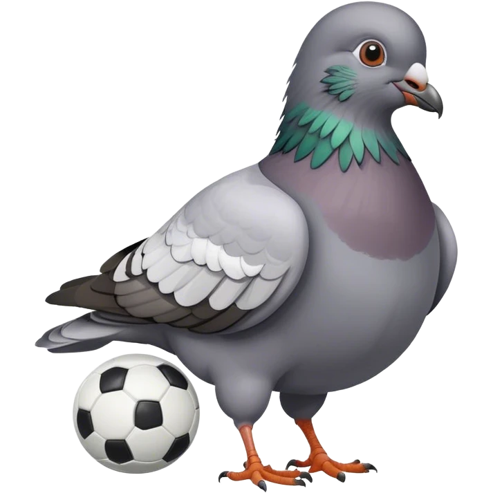 Pigeon playing soccer and eating emoji