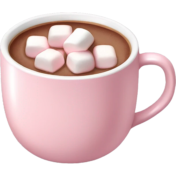 Light Pink mug of hot chocolate with marshmallows  emoji
