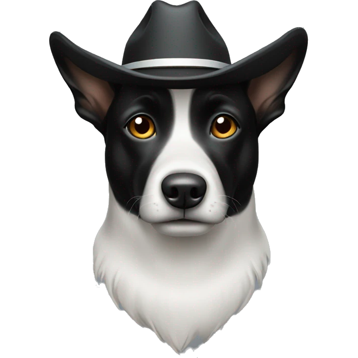 Black dog wearing white cowboy hat emoji