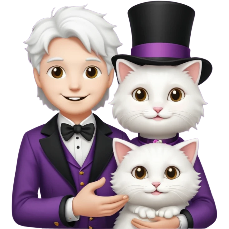magician couple and their pet cat emoji