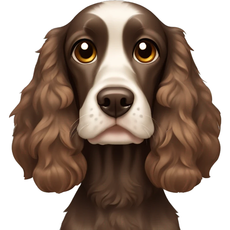 Dark brown cocker spaniel with light brown eyes emoji