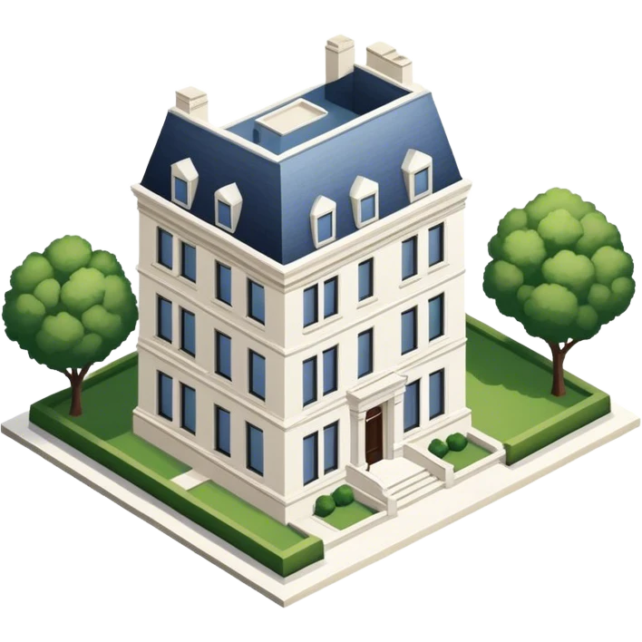 upper east side townhouse, white limestone, classic modern, isometric exterior view emoji