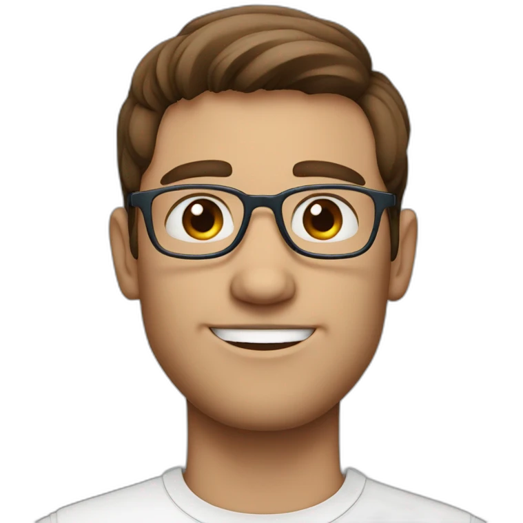 blue eyes man with glasses and brown hair emoji