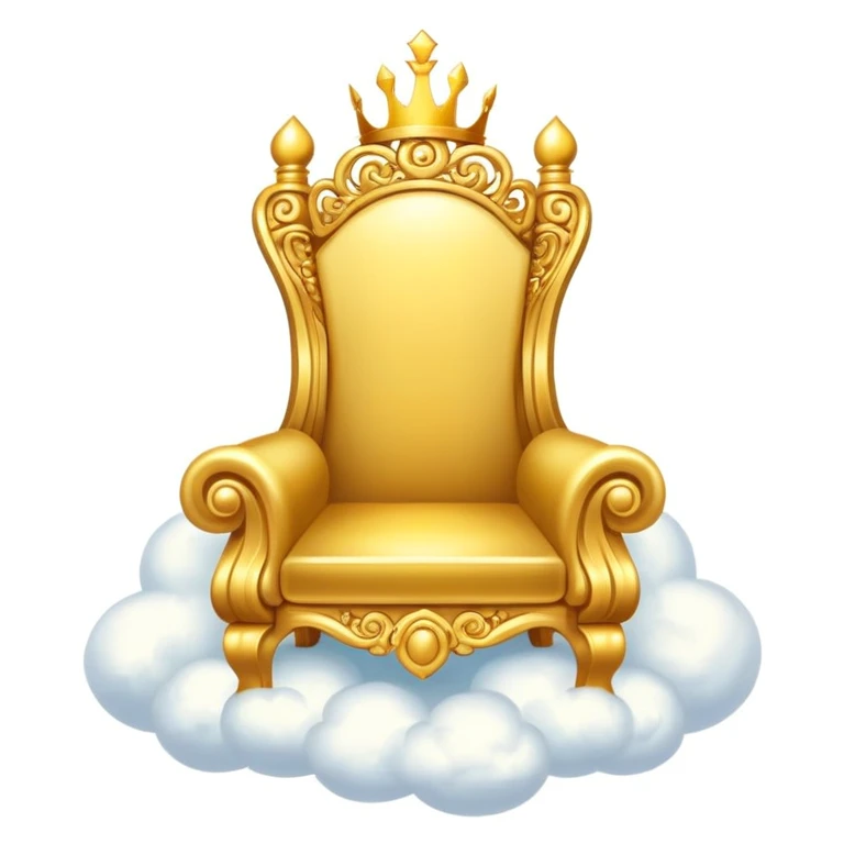 A majestic golden throne sitting on fluffy white clouds emoji