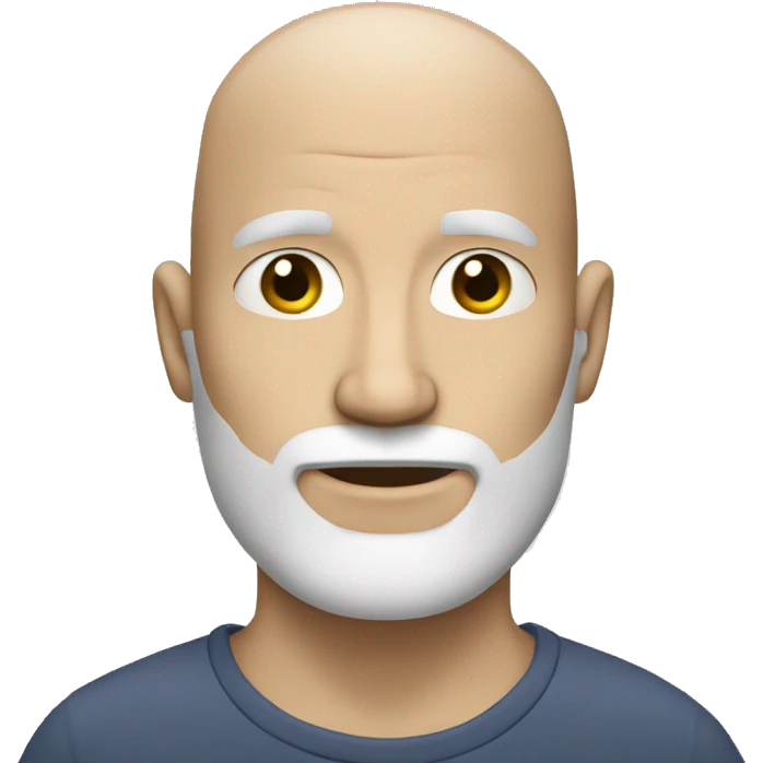 White man with beard and no hair emoji
