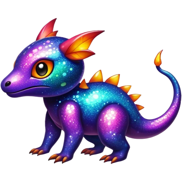 Vibrant dark dull Randomly-colored sparkly exotic Fakémon-creature emoji