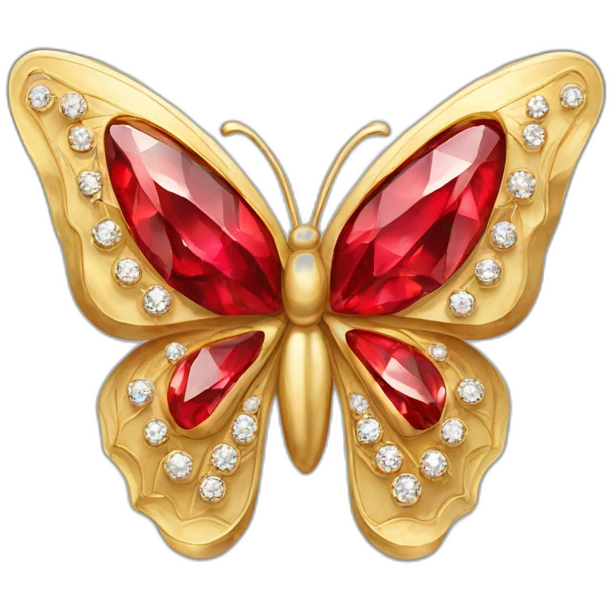 gold and red diamonds butterfly jewel emoji
