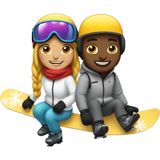 Snowboarding couple emoji