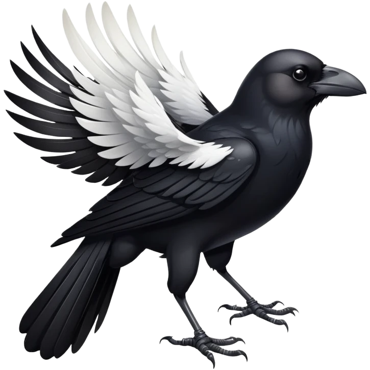 crow with black body and white breast feathers emoji