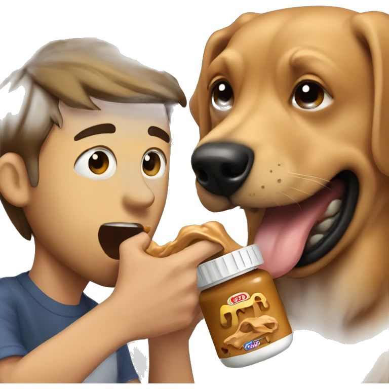 dog licking peanut butter off guy emoji