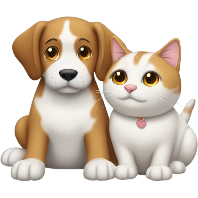 Dog love cat emoji