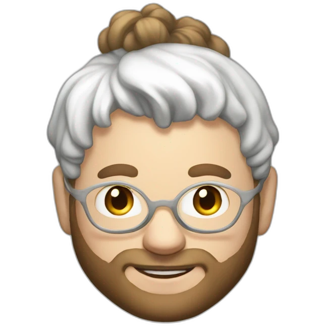 seth rogen bun hair wearing white hoodie iridescente light emoji