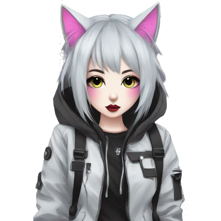 Edgy Kawaii Cute Cool Cartoon Anime Punk Techwear Gothic Catgirl emoji