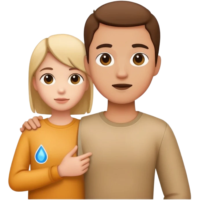 young character standing with a small help icon or question mark above their shoulder emoji