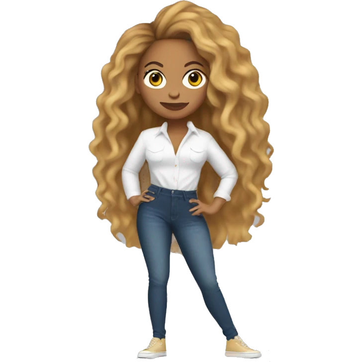 Full-body Beyonce with a big head emoji