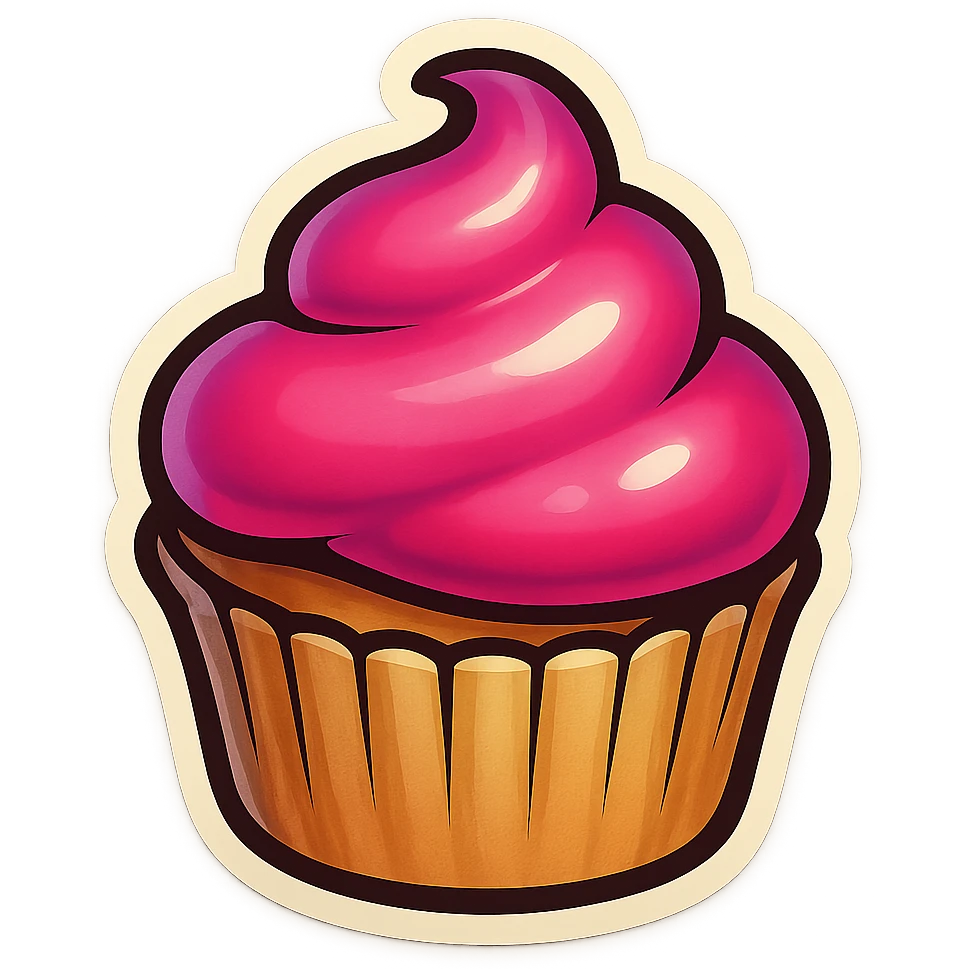 Cupcake with pink icing emoji