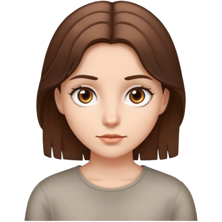 a girl with grey eyes and brown hair emoji