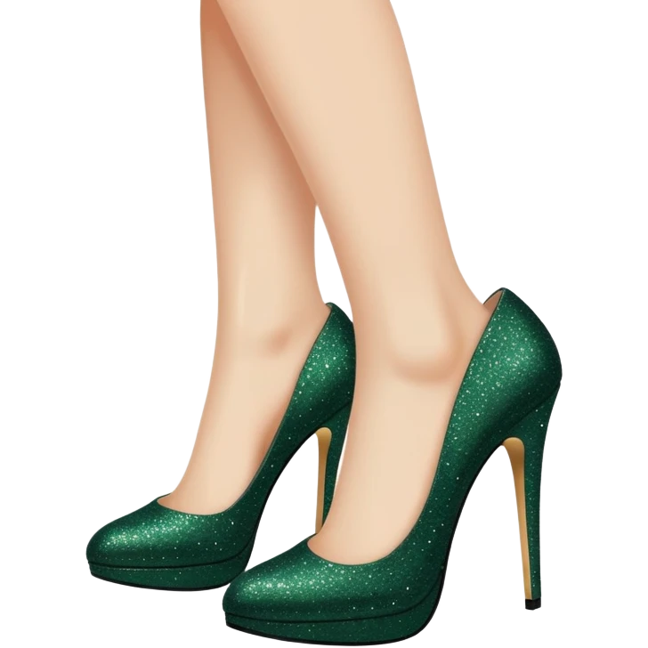 Beautiful and elegant woman legs wearing glittery high heel dark green shoes  emoji