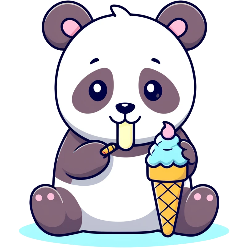 Panda eating ice cream emoji