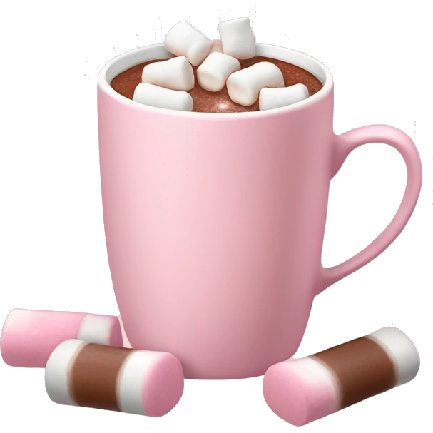Light Pink mug of hot chocolate with marshmallows  emoji