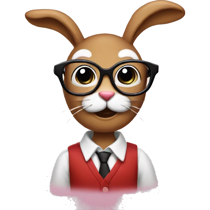 Nerd with lipstick and bunny teeth and glasses on head  emoji