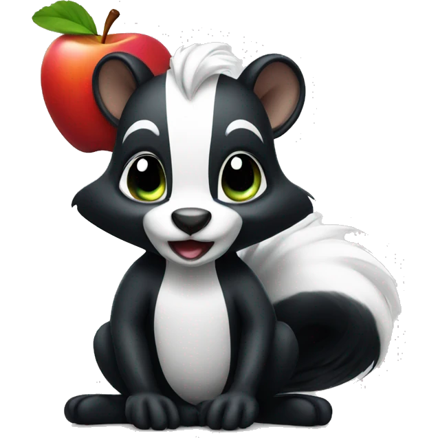 Skunk with apple emoji