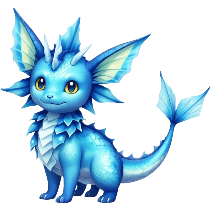 Shiny Exotic Colorful Vaporeon-Amaura-Aurorus-Fakémon-hybrid-creature (full body)  emoji