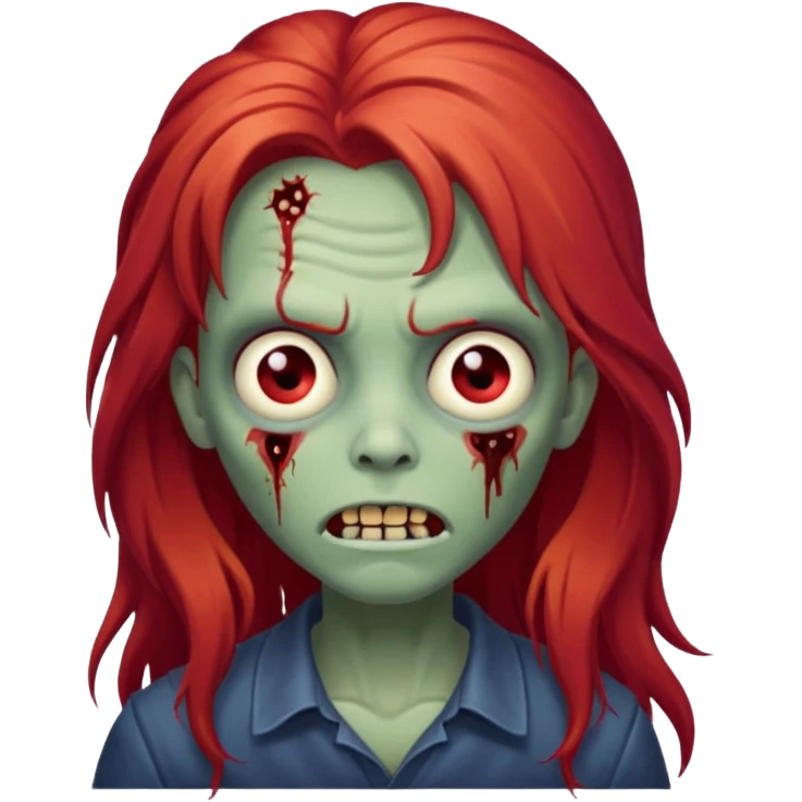 Franja cabelo ruivo comprido zombie fofo emoji