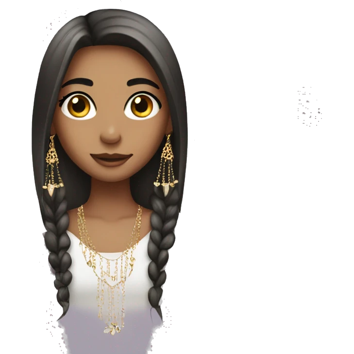 Girl with long straight hair and eyelashes with jewelry  emoji