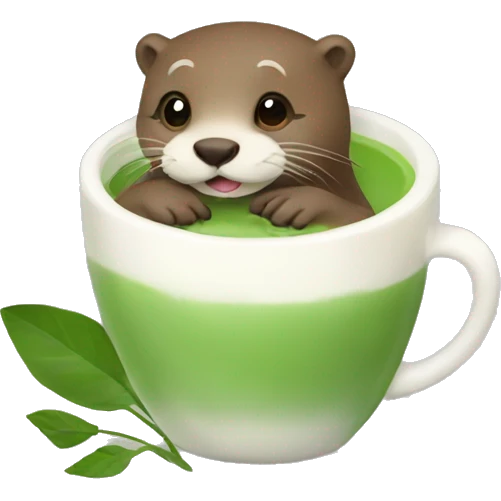 Otter drinking Matcha Latte emoji