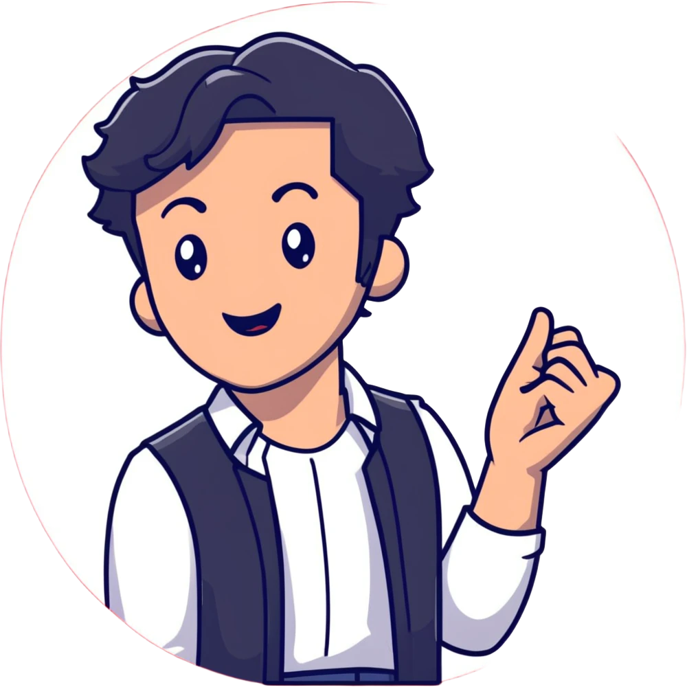 Management educator with black wavy hair, stubble, strong features, white skin, smart casual attire, presenting a powerful TED talk about business innovation, animated speaking pose on iconic red circle stage, innovation-themed visuals emoji