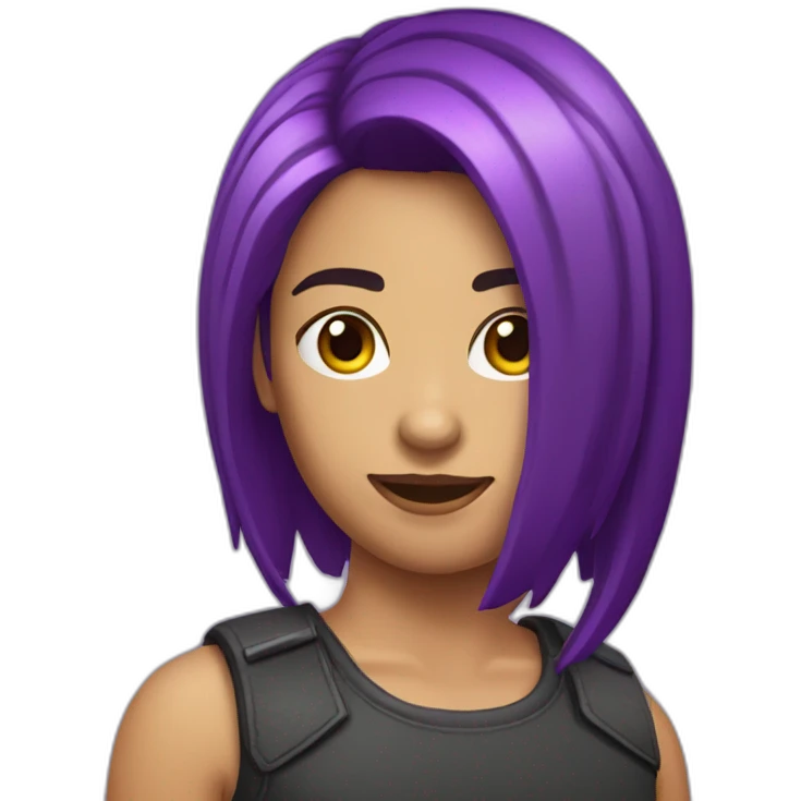 Chica pelo corto morado mullet emoji