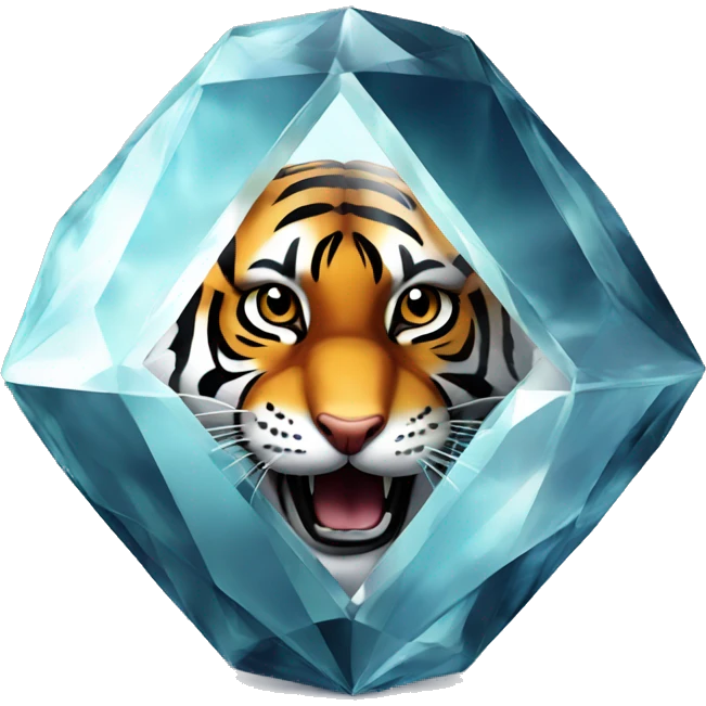 tiger looking through giant diamond emoji