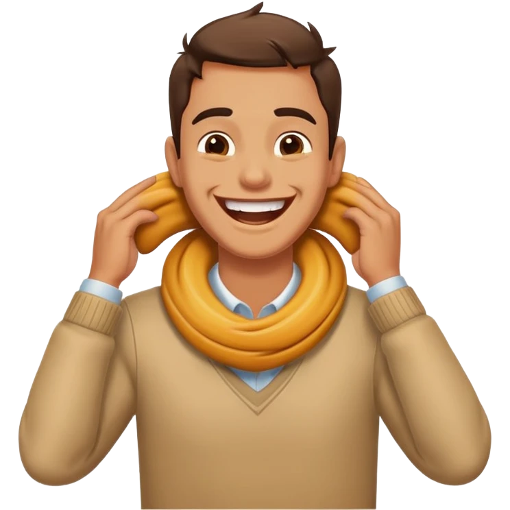 Guy laughing while holding his neck  emoji