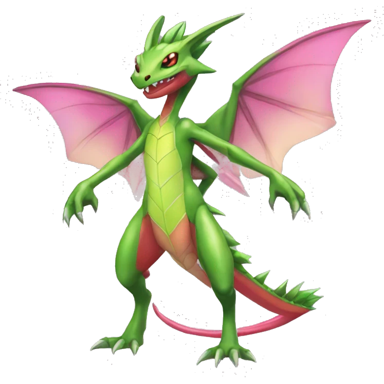 Full body sharp edgy shiny punk colorful Fairy-Flygon-Scyther-grovyle emoji